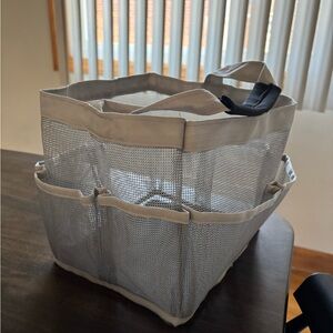 Gray Mesh Storage Tote Shower Caddy